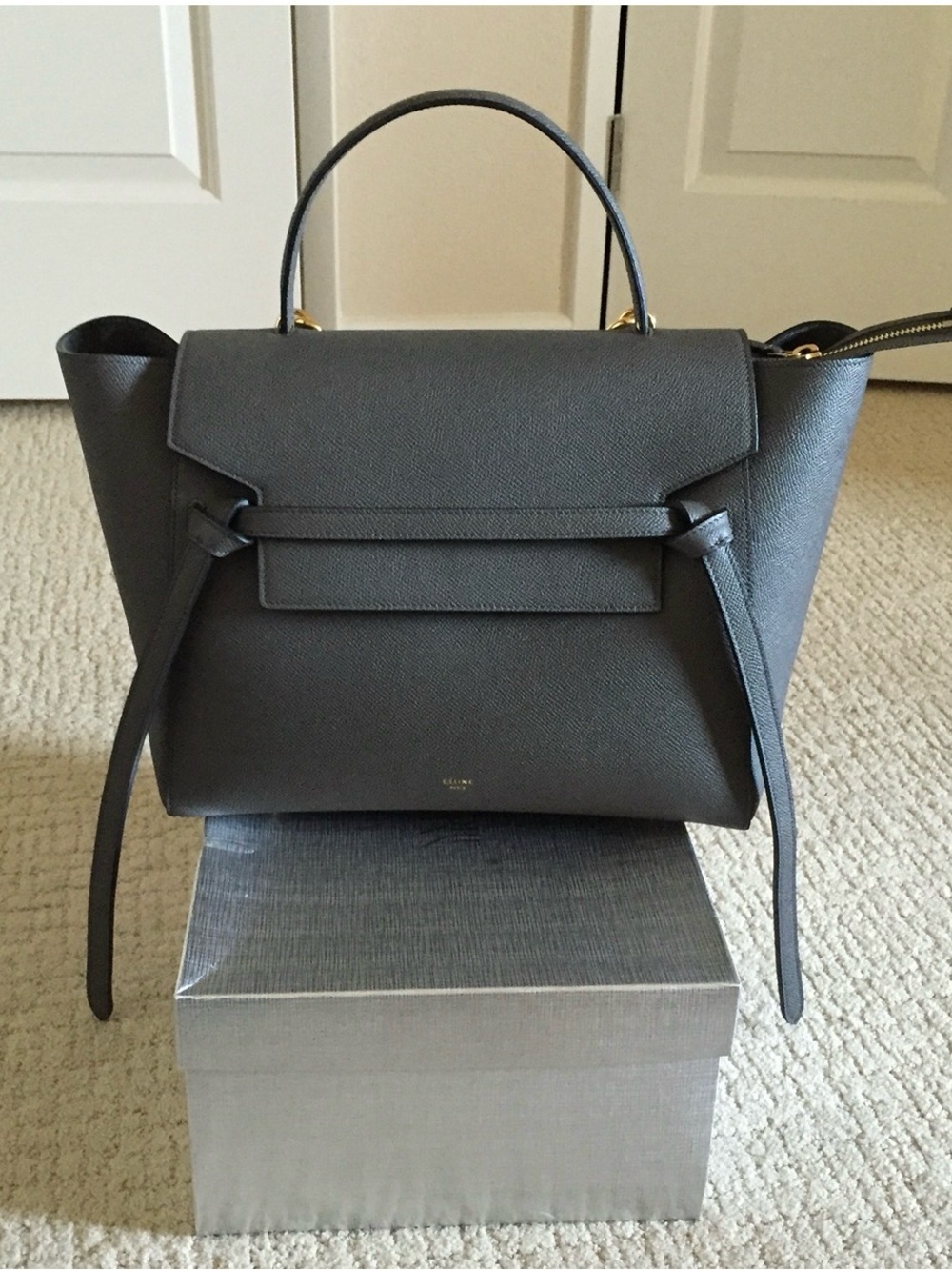 CELINE Mini Belt Bag - Gray Grained Calf Skin - Picture 7 of 8